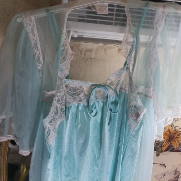 50s/60s GOTHAM NEW YORK VINTAGE SET NIGHTIE PEIGNOIR EXCELLENT PASTEL COQETTE - Picture 5 of 10